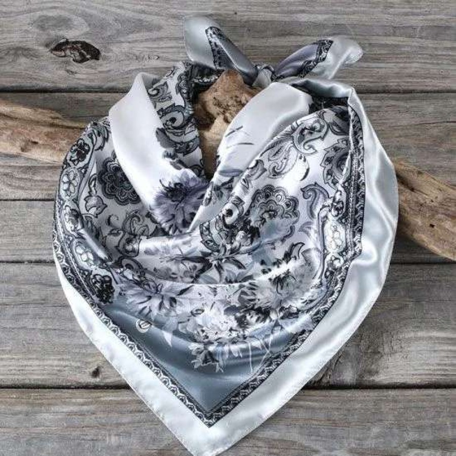 Scarves * | Silver Floral Paisley Wild Rag