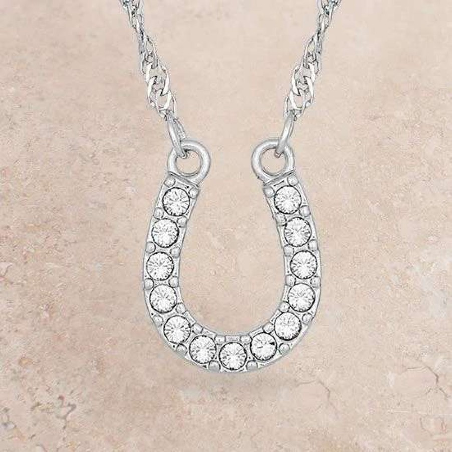 Jewelry * | Montana Silversmiths Crystal Clear Horseshoe Necklace By Montana Silversmtihs