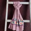 Scarves * | Mauve Floral Embroidered Scarf