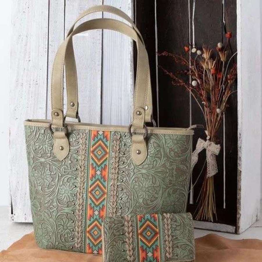 Handbags * | Green Aztec Conceal Carry Handbag