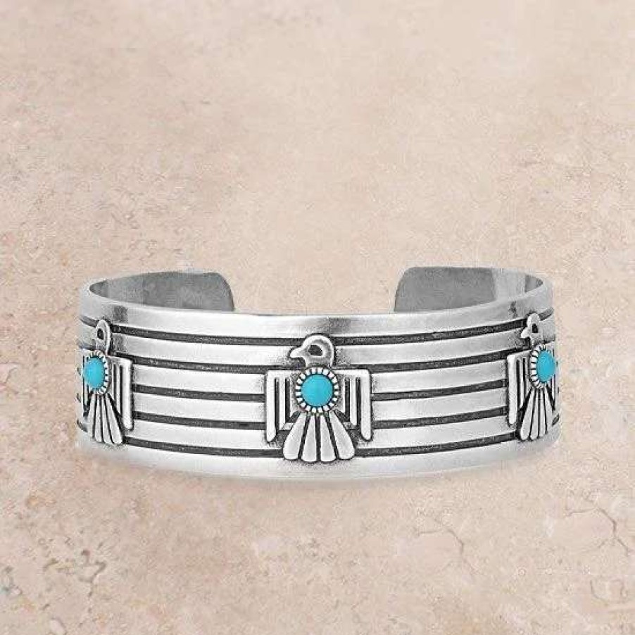 Jewelry * | Montana Silversmiths Rising Above Thunderbird Turquoise Bracelet