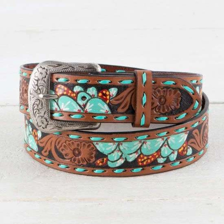 Belts * | Roper Womens Blue Floral Belt