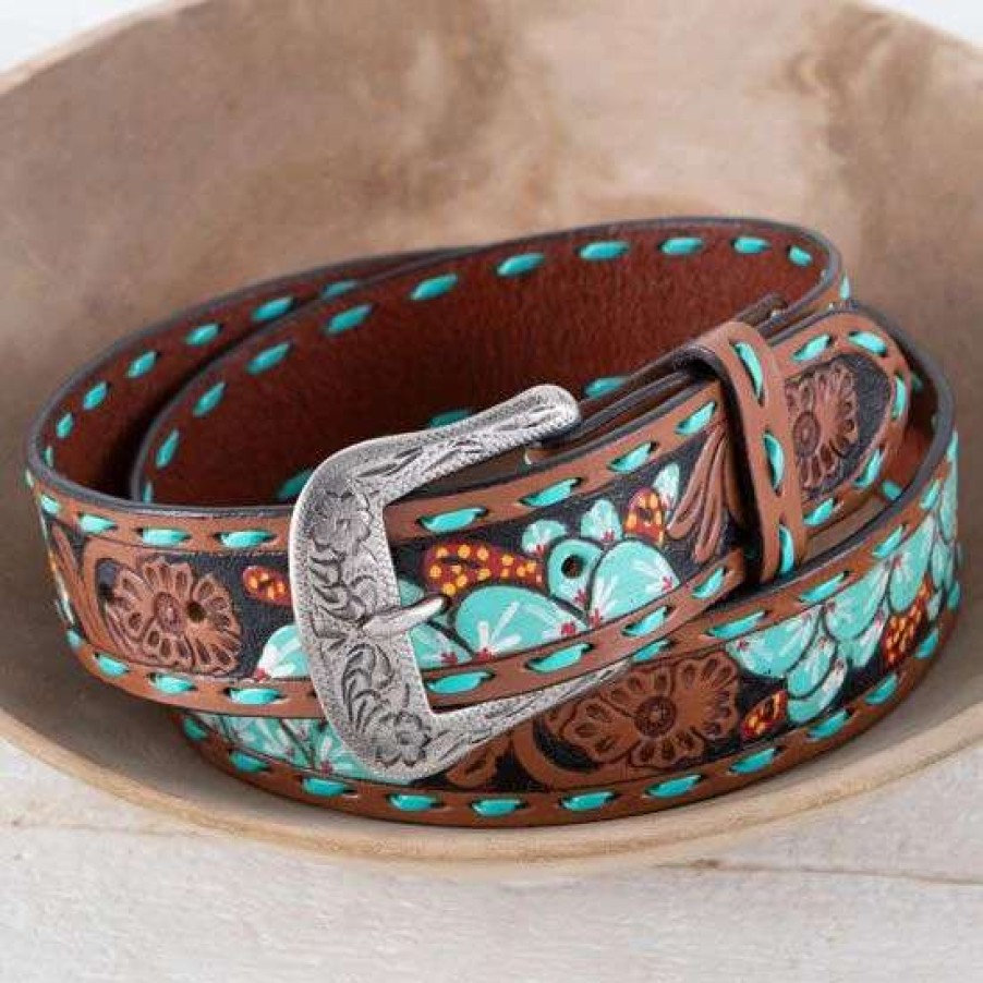 Belts * | Roper Womens Blue Floral Belt