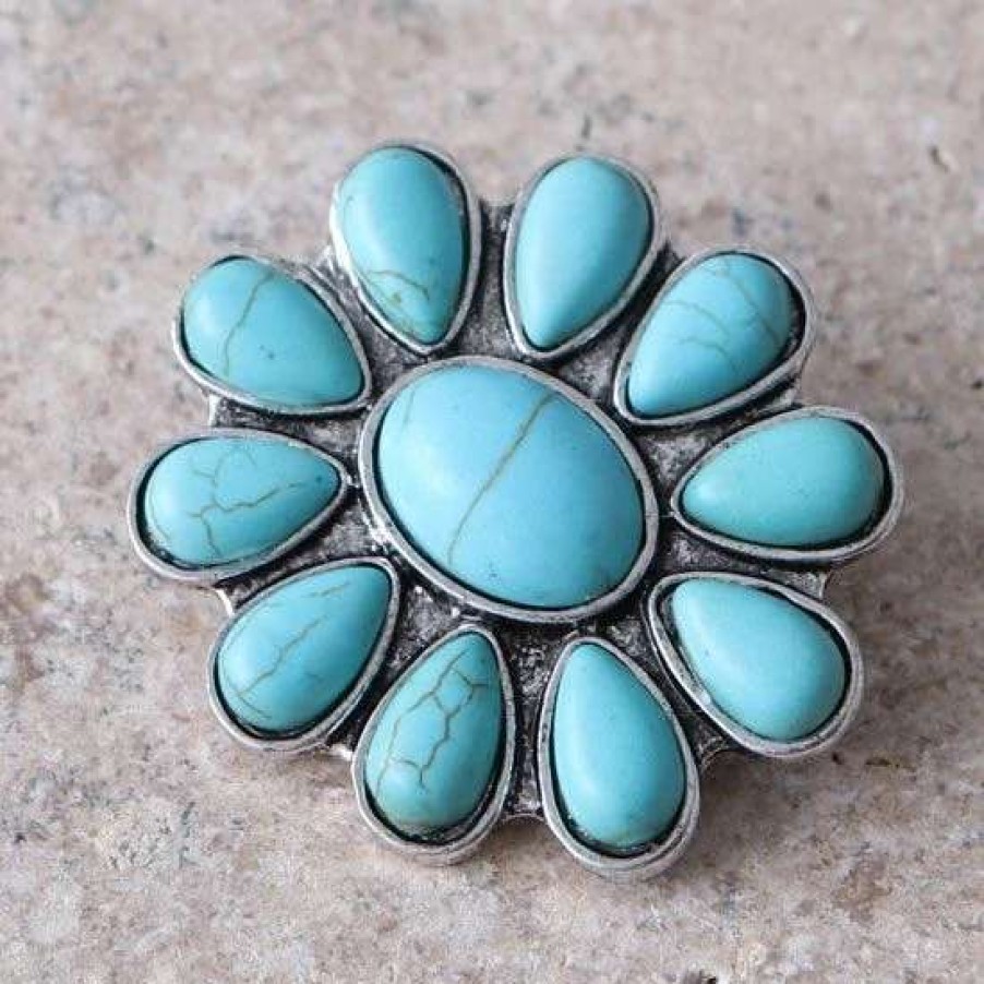 Jewelry * | West And Company Turquoise Flower Brooch