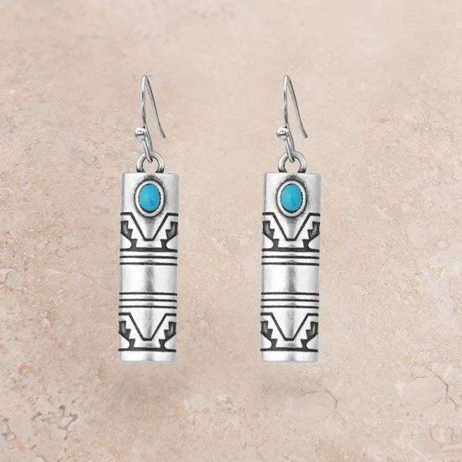 Jewelry * | Montana Silversmiths Western Stonehenge Buffed Opal Earrings