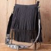 Handbags * | Aztec Black Fringe Crossbody Bag