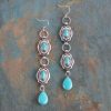 Jewelry * | Silver Turquoise Dangle Earrings