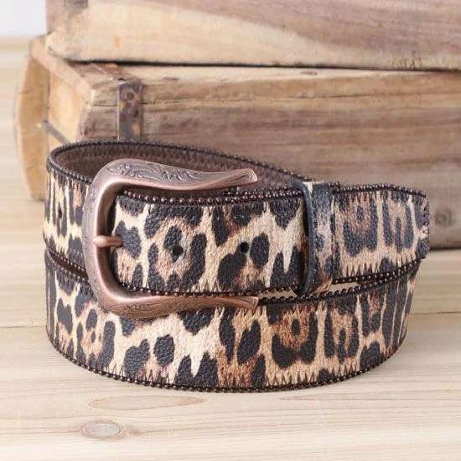 Belts * | Roper Tan Leopard Belt