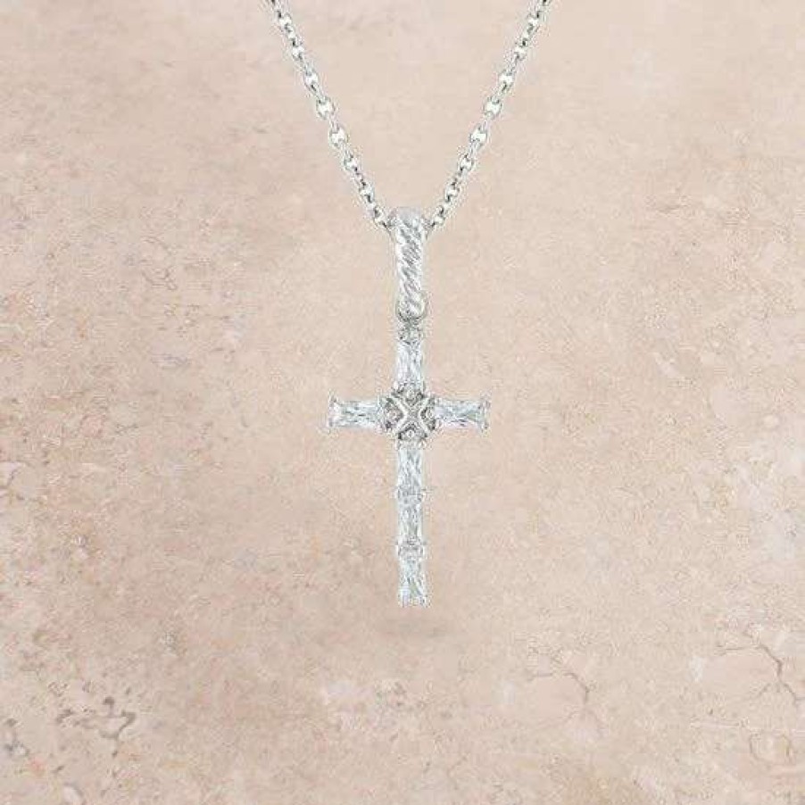 Jewelry * | Montana Silversmiths Acadian Cross Baguette Necklace