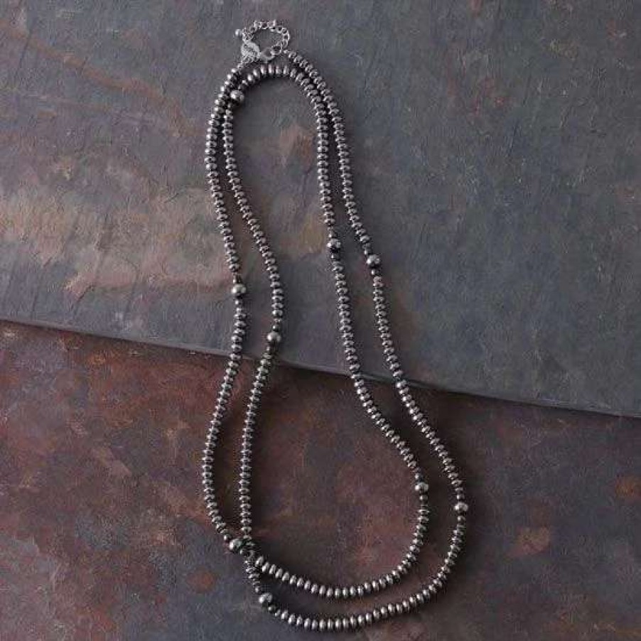 Jewelry * | West And Company Silver Navajo Beaded Necklace