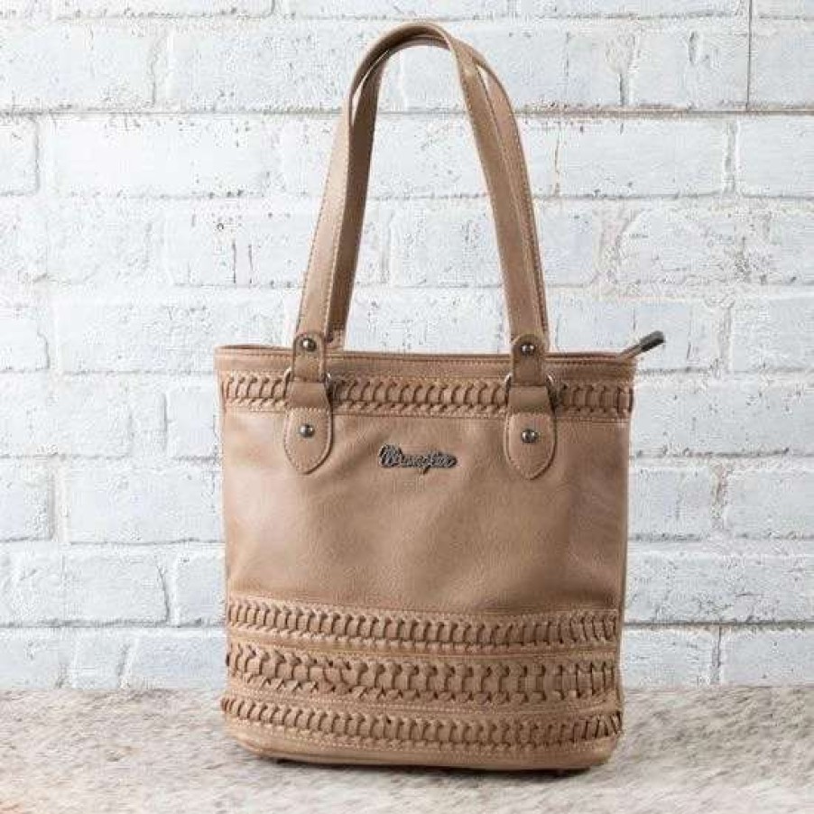 Handbags * | Wrangler Tan Stitch Accent Concealed Carry Tote