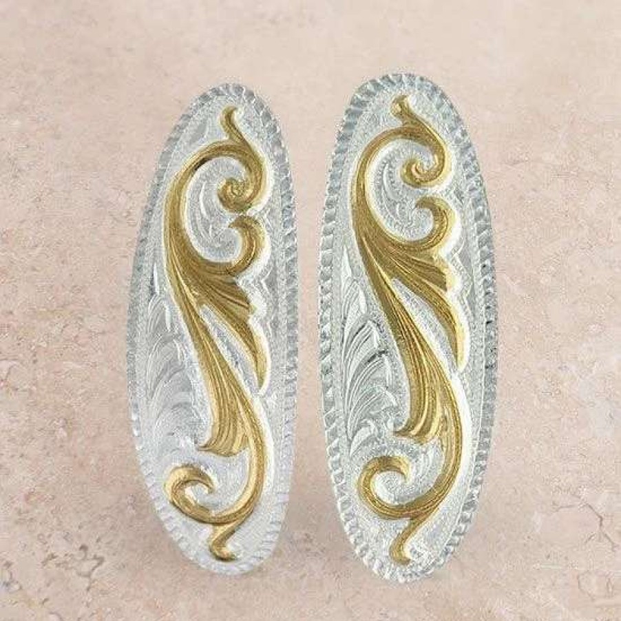 Jewelry * | Montana Silversmiths Small Two-Tone Scroll Half Hoop Earrings