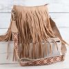 Handbags * | Aztec Tan Fringe Crossbody Bag