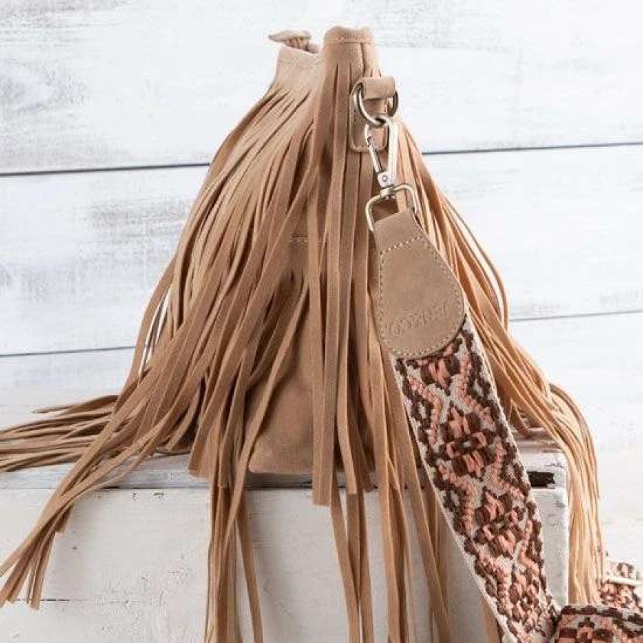 Handbags * | Aztec Tan Fringe Crossbody Bag