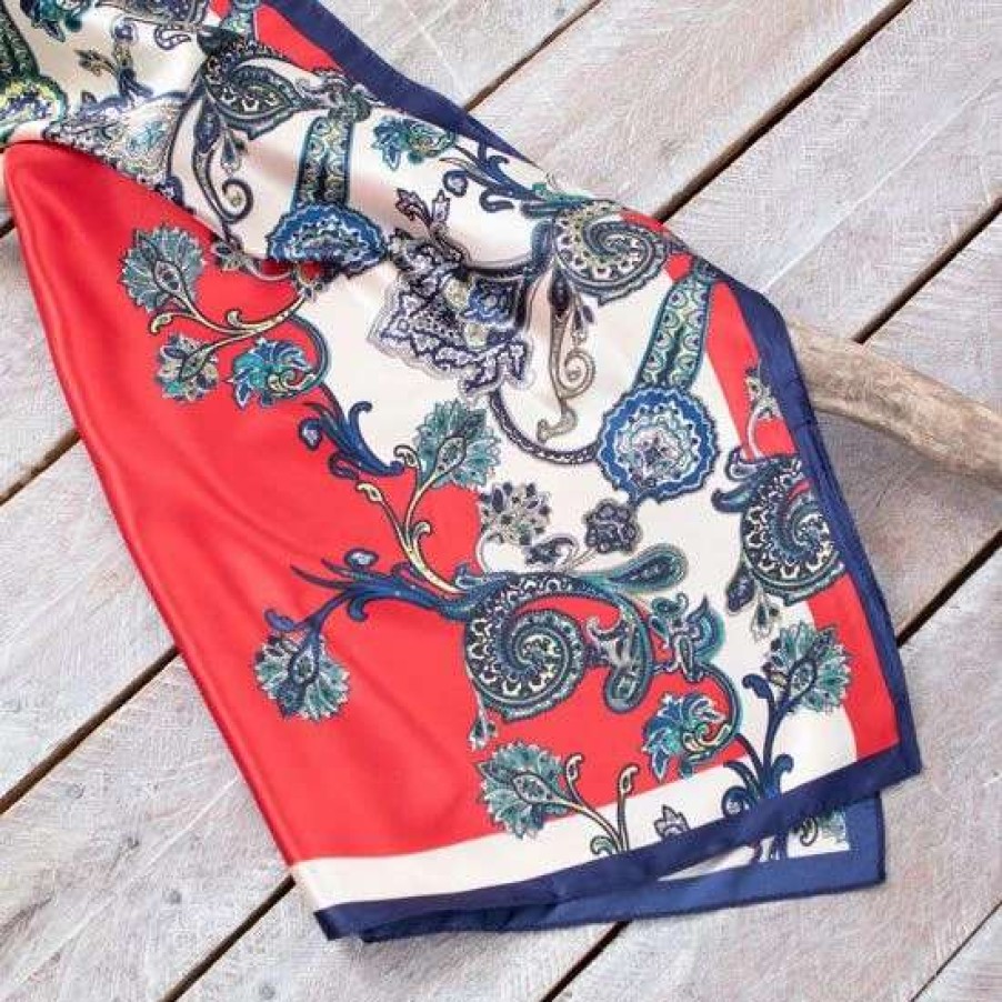 Scarves * | Red And Navy Paisley Wild Rag