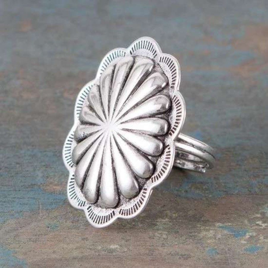 Jewelry * | West And Company Large Silver Concho Ring