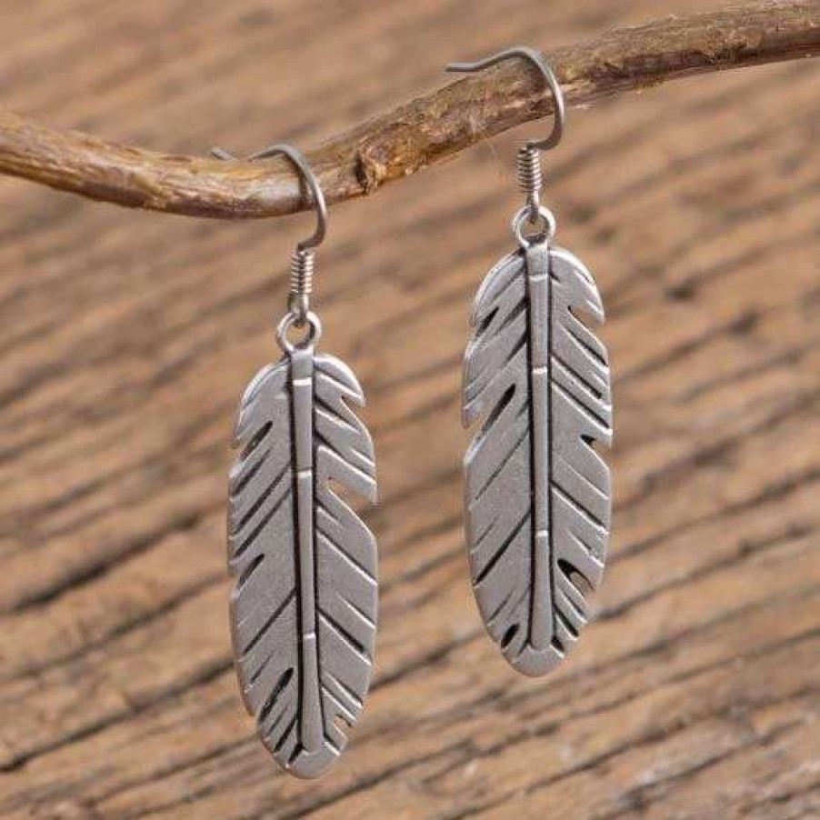 Jewelry * | Cowboy Collectibles Feather Dangle Earrings