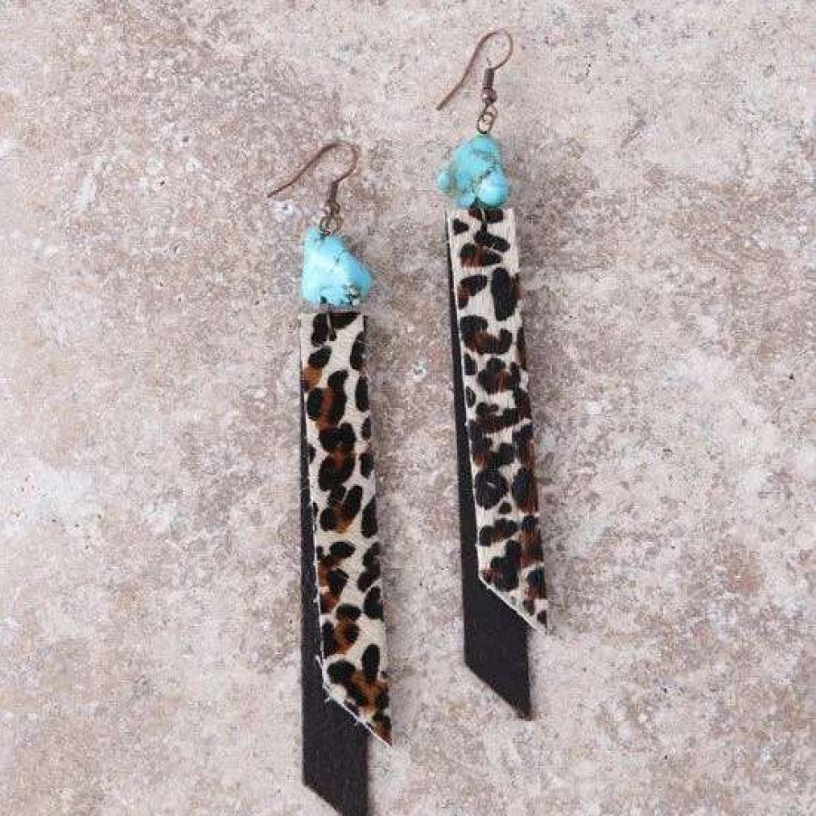 Jewelry * | Jewelry Junkie Wild Child Leopard Turquoise Earrings