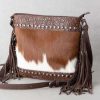 Handbags * | Trinity Ranch Brown Floral Tooled Cowhide Crossbody