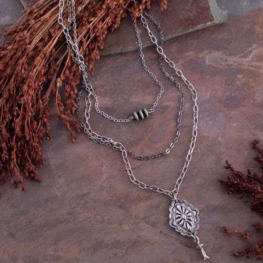 Jewelry * | West And Company Layered Concho Pendant Necklace