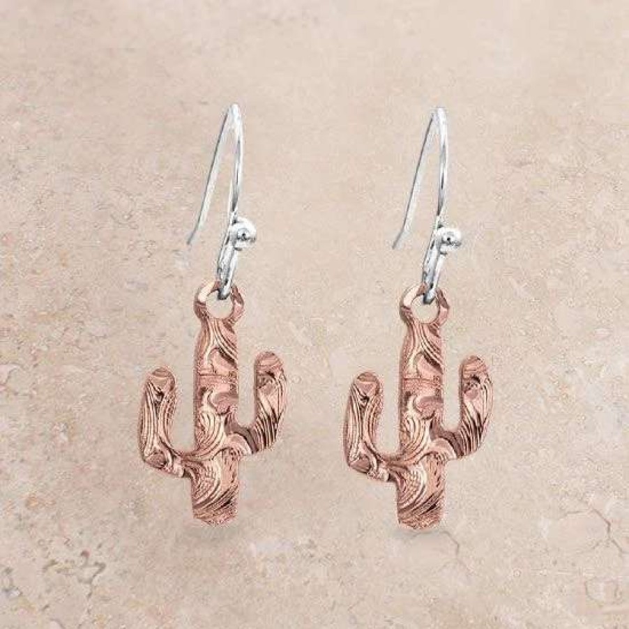 Jewelry * | Montana Silversmiths Desert Darling Rose Gold Cactus Earrings