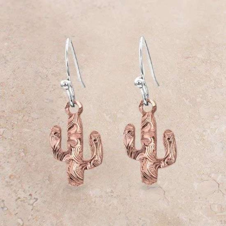 Jewelry * | Montana Silversmiths Desert Darling Rose Gold Cactus Earrings