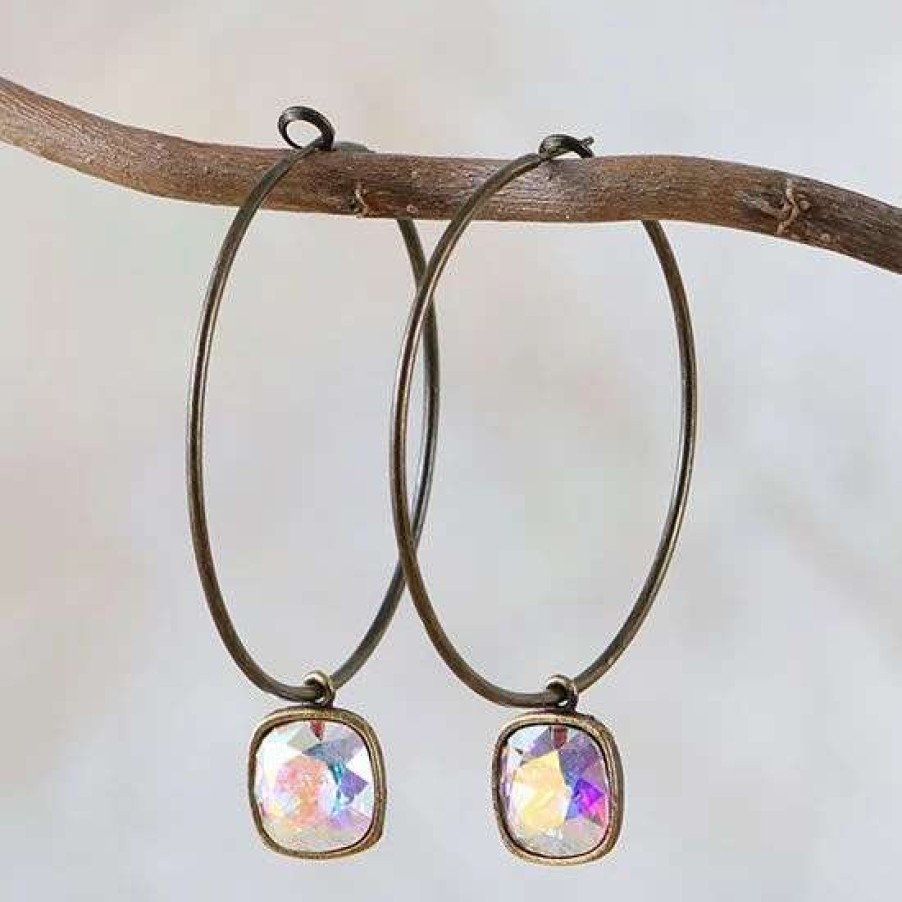 Jewelry * | Pink Panache Crystal Hoop Earrings