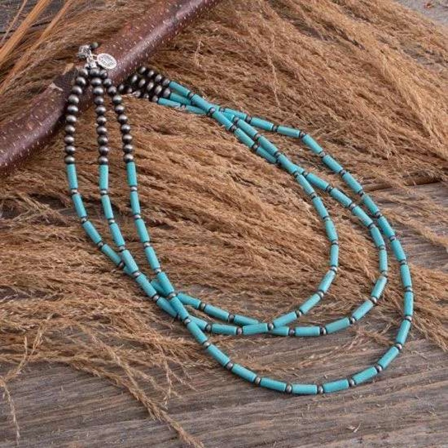 Jewelry * | West And Company Turquoise Strand Beaded Necklace