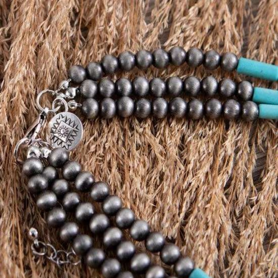 Jewelry * | West And Company Turquoise Strand Beaded Necklace