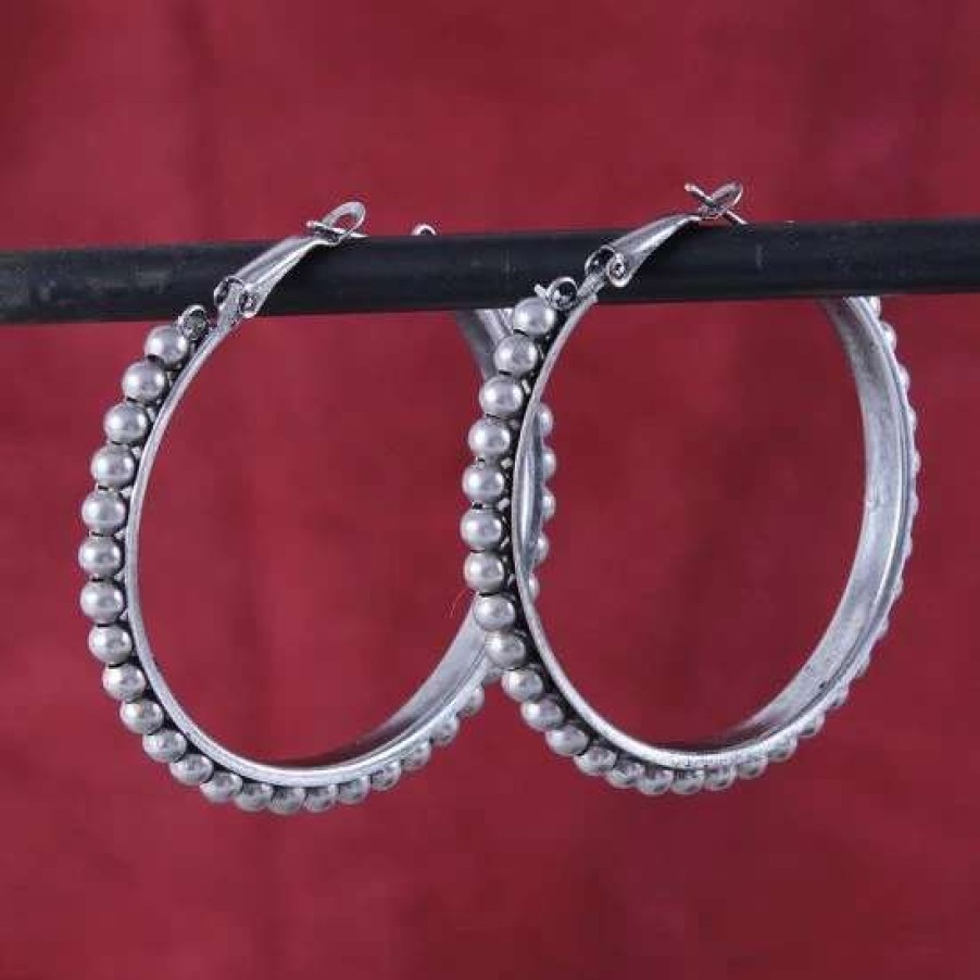 Jewelry * | West And Company Large Beaded Hoop Earrings