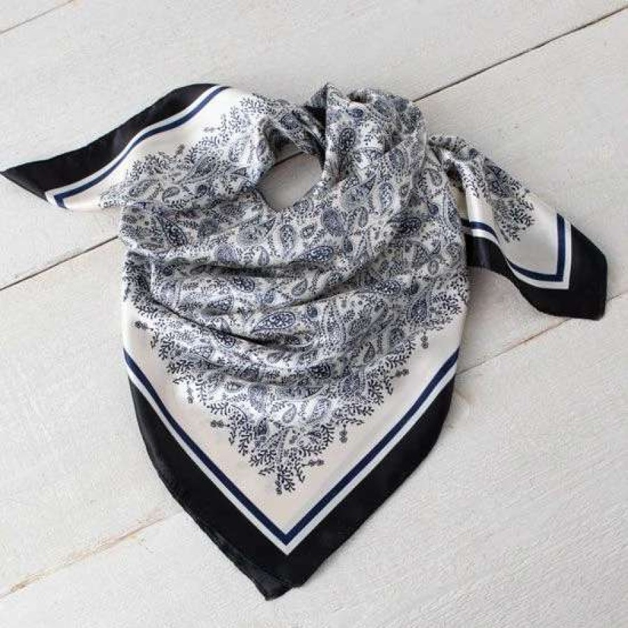 Scarves * | Blue And Cream Paisley Wild Rag