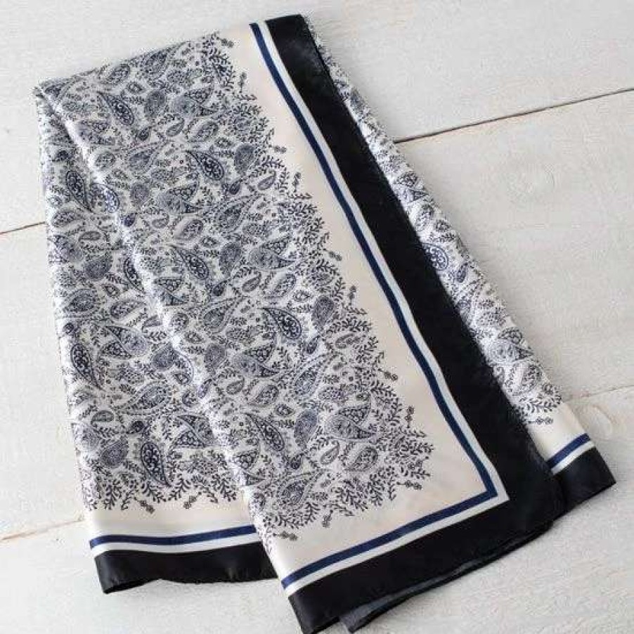 Scarves * | Blue And Cream Paisley Wild Rag