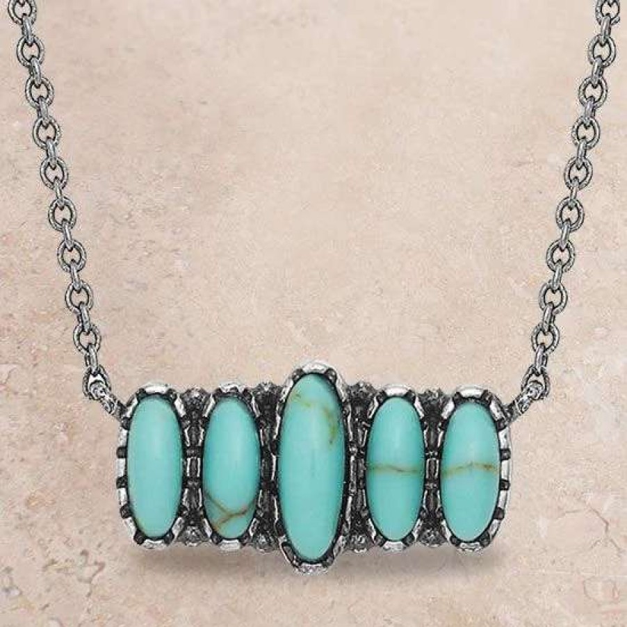 Jewelry * | Montana Silversmiths Turquoise Quint Bar Necklace