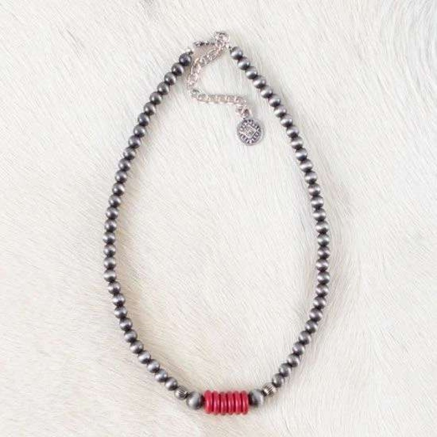 Jewelry * | West And Company Red Navajo Pearl Choker Necklace