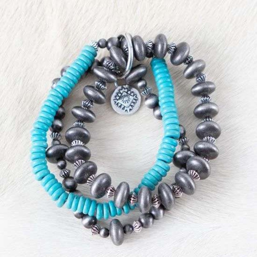 Jewelry * | West And Company 3 Strand Navajo Pearl And Turquoise Bracelet